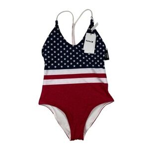 Hurley One Piece Swimsuit Womens American Flag Reversible Medium NWT Olympics